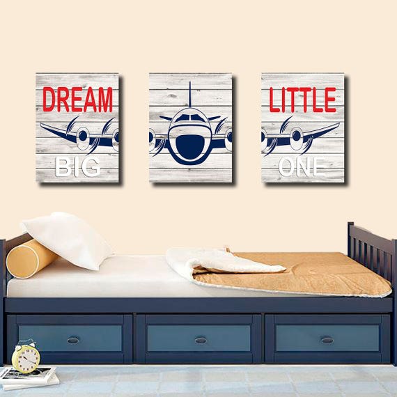 Canvas Airplane Bedroom Wall Decor Airplane Decor Dream Big Little One Boy Bedroom Wall Decor Boy Bedroom Wall Art Airplane Wall Decor
