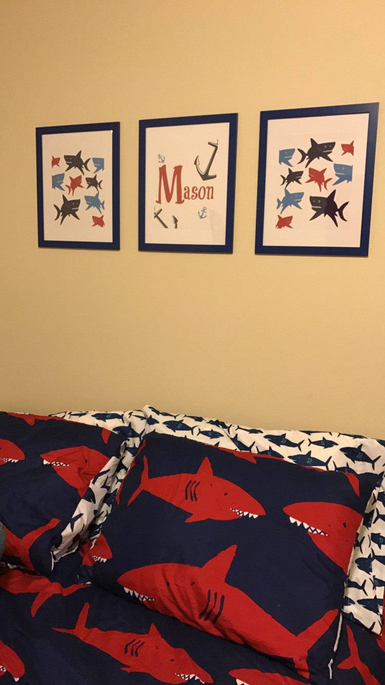 Boys Nursery Art Boys Bedroom Decor Shark Decor Personalized Etsy