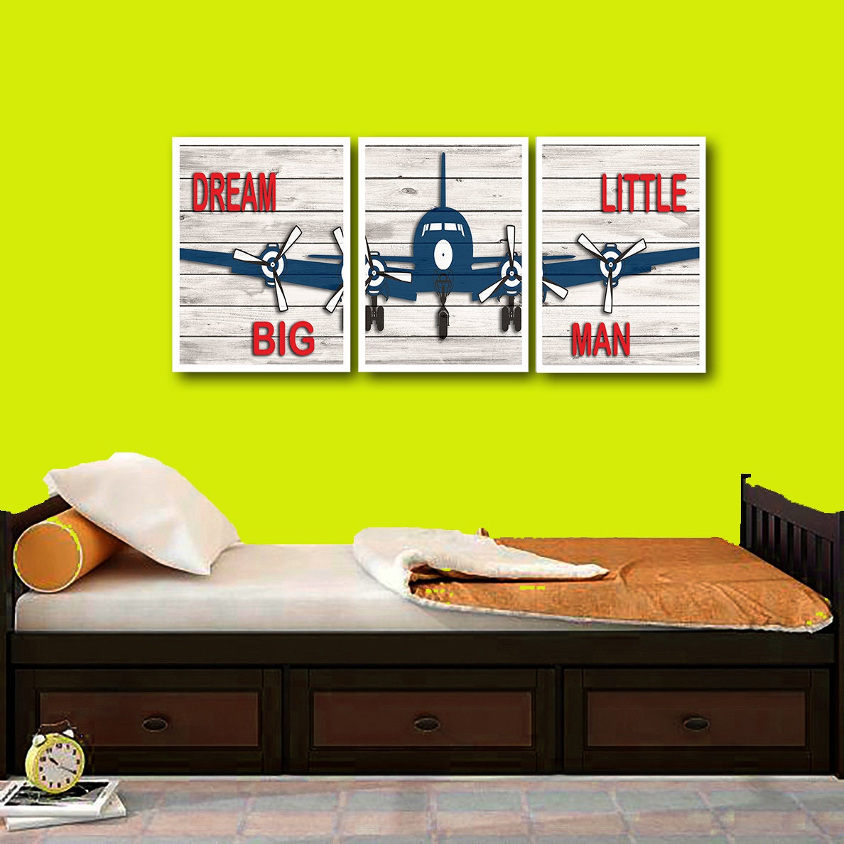 Airplane Wall Art Airplane Decor Navy Red Decor Dream Big Etsy UK