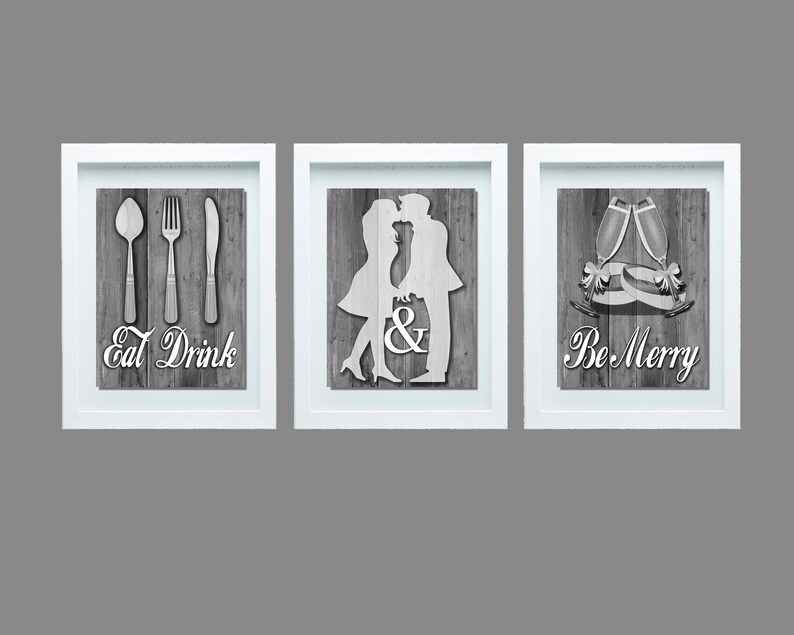 Rustic Kitchen Wall Decor Eat Drink And Be Merry Art Modern Shabby Chic