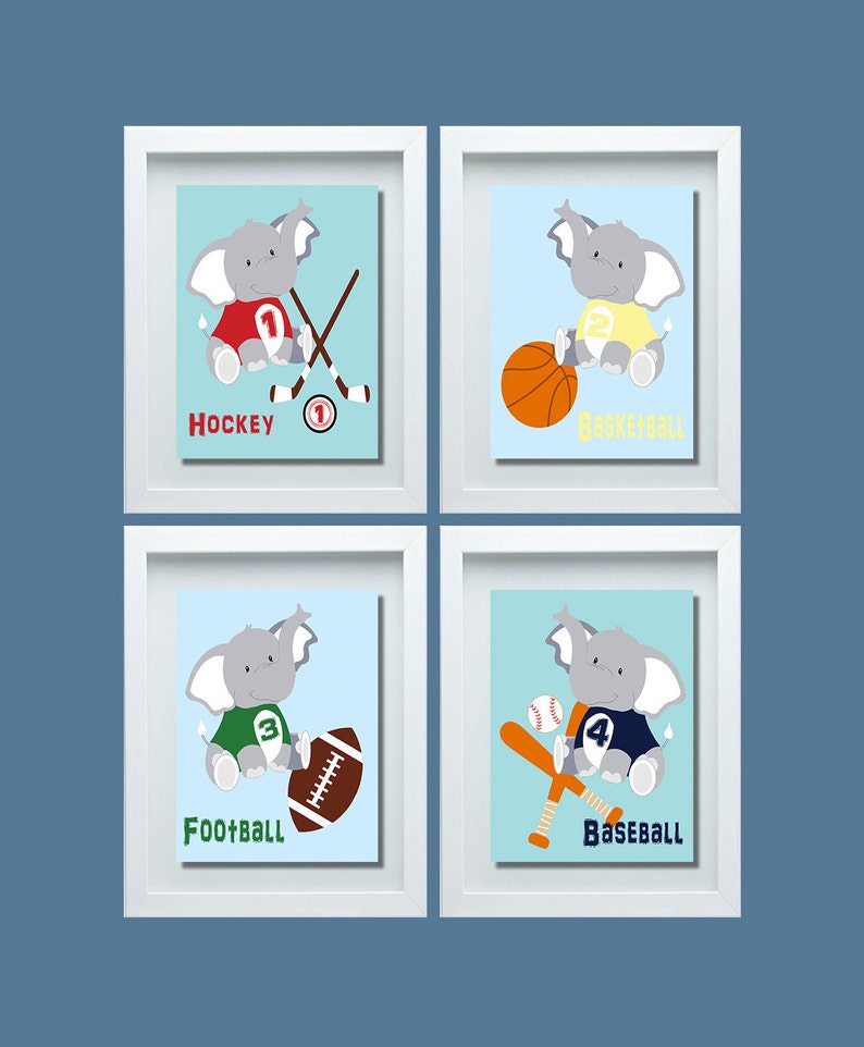 Elephant Nursery Art Sports Nursery Decor Sports Theme Etsy