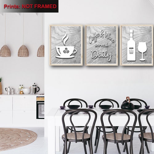 Coffee and Wine Served Daily Modern Kitchen Wall Art Trendy Etsy