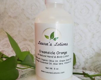 Creamsicle Orange Organic All Natural Hand and Body Lotion 8 oz.