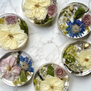 10cm chunky resin coaster, wedding flowers, funeral flowers, flower preservation