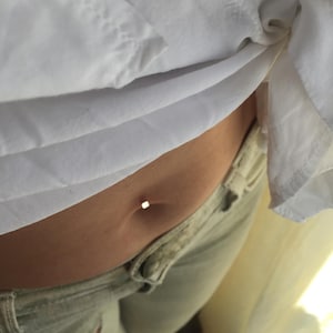 Block Ball-Ping and Plug Belly Button Barbell | Minimal Floating Belly Button Jewelry Classy Belly Ring Small Barely-There Belly Rings Tiny
