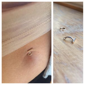 Jay Bird Belly Button Barbell .999 fine silver 14k solid gold fill barely there ring dance minimal body jewelry simple piercings small image 2