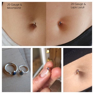 Pebble Belly Button Ring | .999 fine silver 14k solid gold-fill minimal small dainty body dance jewelry piercings simple petite cabochons