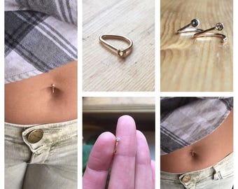 Venus Belly Button Ring | teardrop minimal simple 2 mm faceted stones petite small contemporary piercings body jewelry dance fine silver