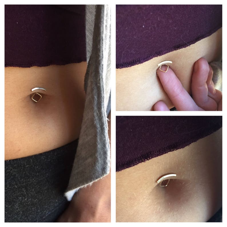 Lunula Belly Button Barbell minimal belly ring jewelry simple small barely-there petite contemporary body dance tiny elegant adult artwear image 10