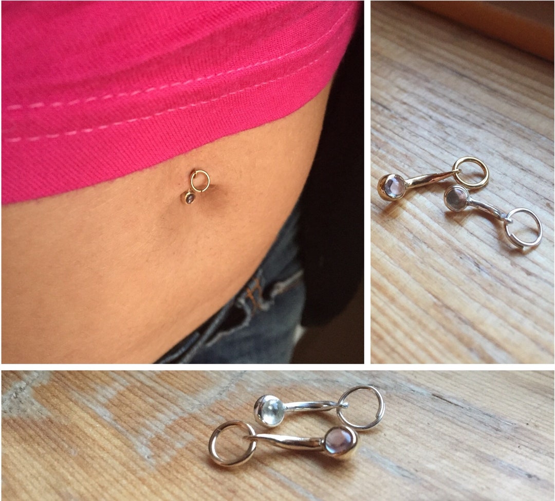 Twiggy Belly Button Barbell 14k Solid Gold Body Dance Jewelry - Main Image