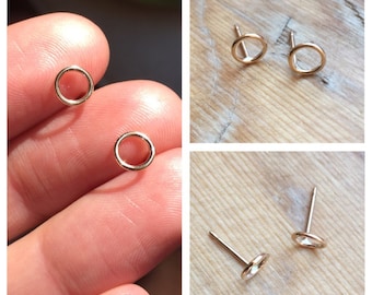 Mini Circle Earrings | post ring wire minimal ear small dainty petite studs simple contemporary classy tiny jewelry silver gold piercings