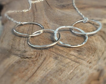 Circle Link Necklace | brass 14k solid gold-fill .999 fine silver chains rings four hammered short minimal natural simple contemporary