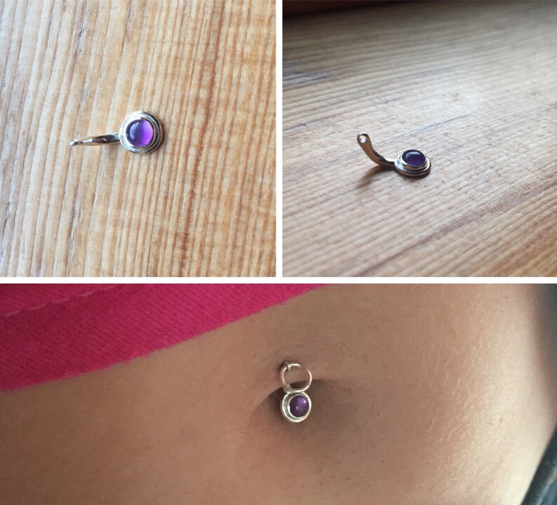 Saturn Belly Button Barbell piercings body jewelry simple minimal iolite classy petite rings .999 fine sterling silver 14k solid gold fill