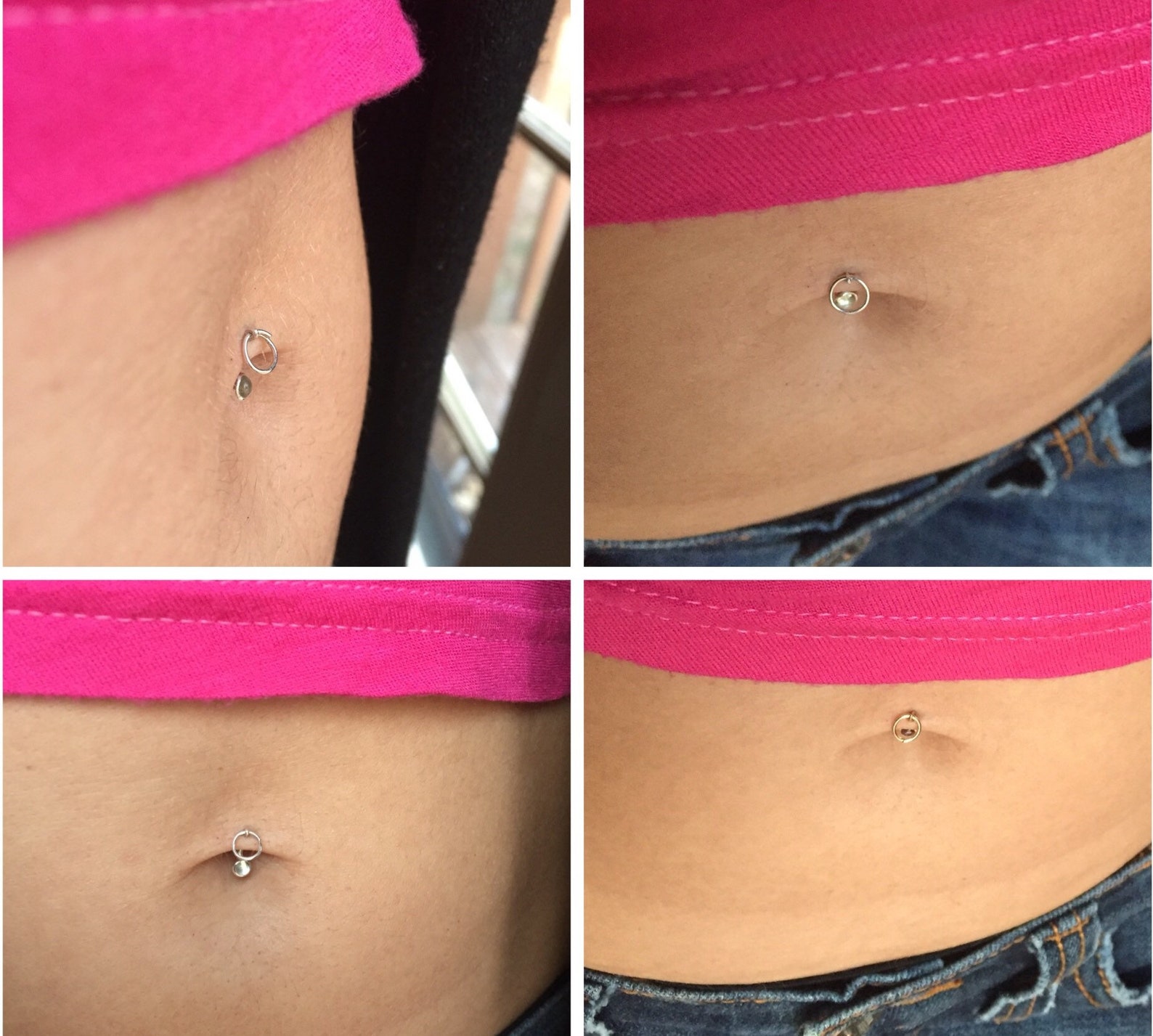 Twiggy Belly Button Barbell 14k Solid Gold Body Dance Etsy