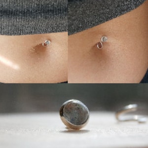 Europa Belly Button Barbell | piercings body jewelry simple minimal labradorite classy petite rings .999 fine silver 14k solid gold stones