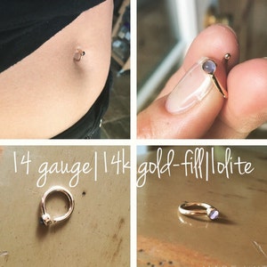 Pebble Belly Button Ring .999 fine silver 14k solid gold-fill minimal small dainty body dance jewelry piercings simple petite cabochons image 3