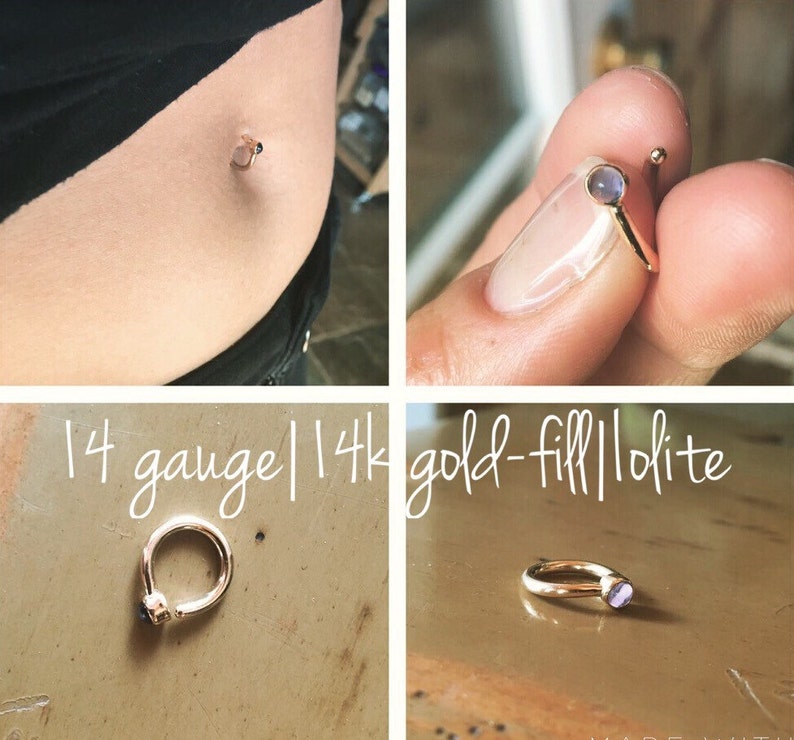 Pebble Belly Button Ring .999 fine silver 14k solid gold-fill minimal small dainty body dance jewelry piercings simple petite cabochons image 3