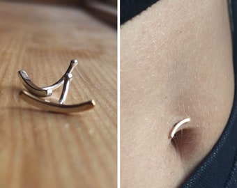 Lunula Ball-Ping and Plug Belly Button Barbell | minimal floating piercing ring jewelry simple small petite contemporary body dance dainty