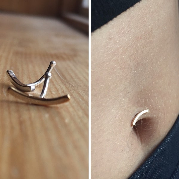 Lunula Ball-Ping and Plug Belly Button Barbell | minimal floating piercing ring jewelry simple small petite contemporary body dance dainty