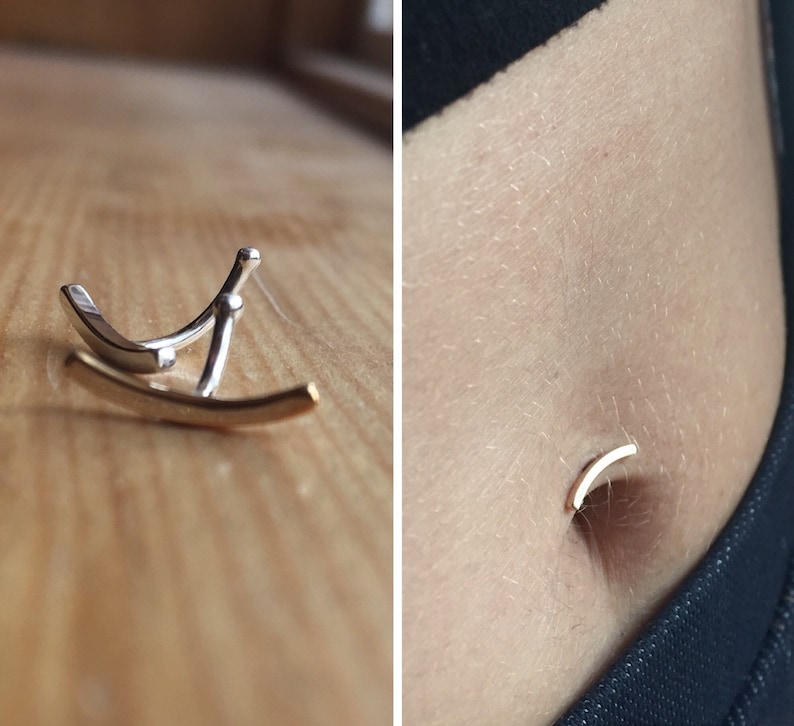 Lunula Ball-Ping and Plug Belly Button Barbell | minimal floating piercing ring jewelry simple small petite contemporary body dance dainty 