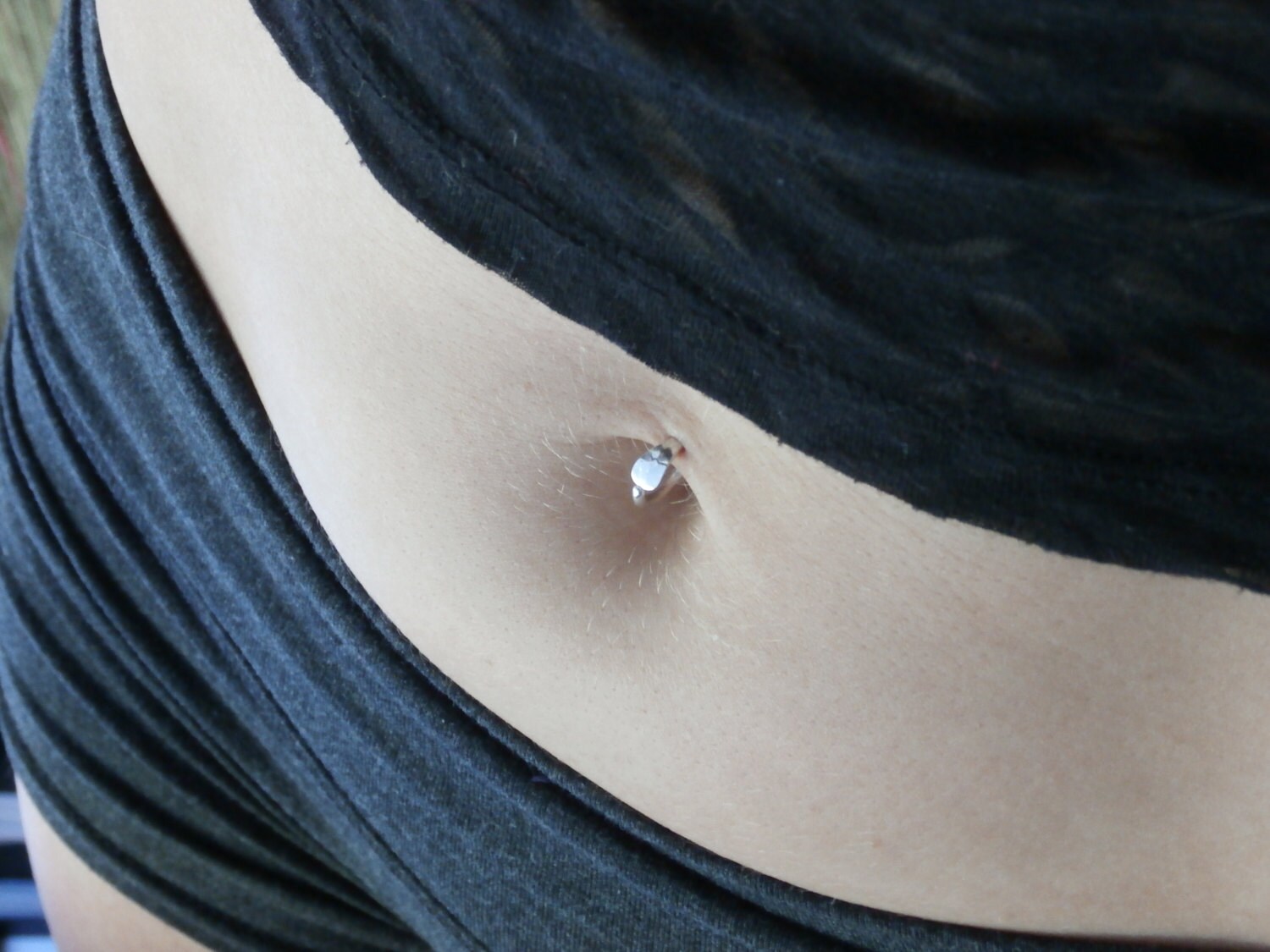 Pebble Belly Button Ring .999 Fine Silver 14k Solid 