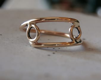 Double Ring Band | simple minimal wrapped brass ring polished rustic rings round wire yellow small modern unique geometric jewelry