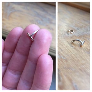 Jay Bird Belly Button Barbell .999 fine silver 14k solid gold fill barely there ring dance minimal body jewelry simple piercings small image 8