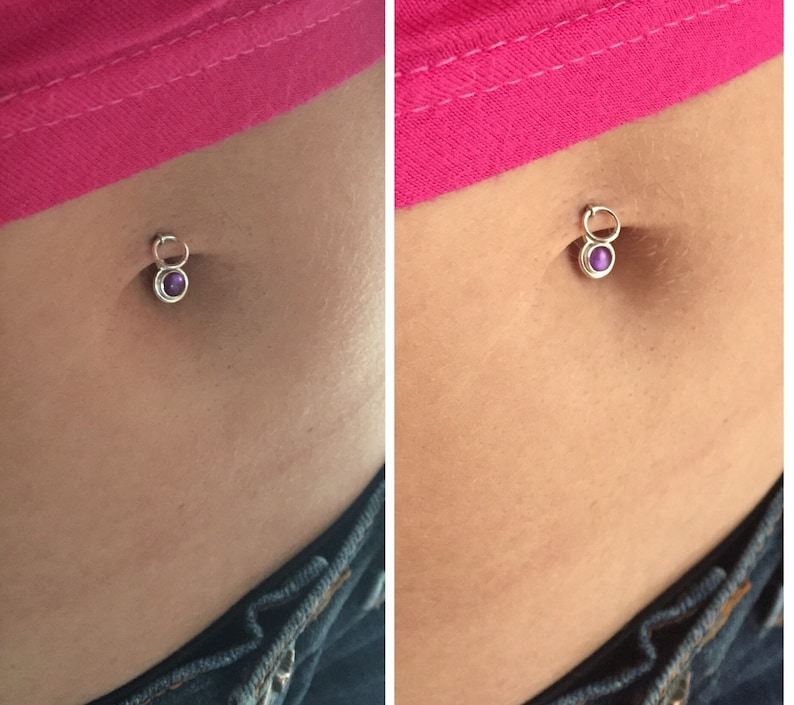 Saturn Belly Button Barbell piercings body jewelry simple minimal iolite classy petite rings .999 fine sterling silver 14k solid gold fill