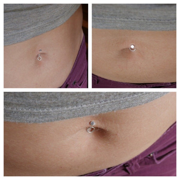 Speck Belly Button Barbell / .999 plata fina 14k relleno de oro macizo apenas hay anillo danza joyería corporal mínima piercings simples pequeño rosa