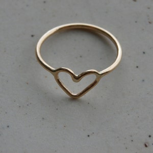 Love Me Ring | Simple Yellow Brass Heart Band 925 sterling silver 14k solid gold fill jewelry minimal women girlfriends teens fingers dainty