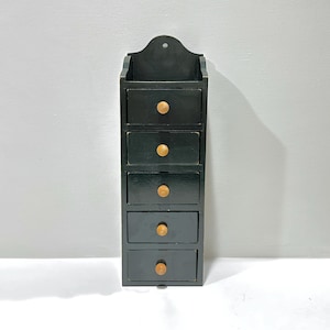 Vintage 5 drawer hunter green wooden storage chest organizer for wall or tabletop