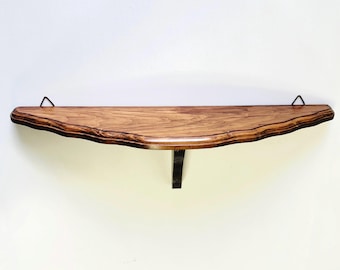 Vintage 18" wooden sconce shelf curved wavy edge