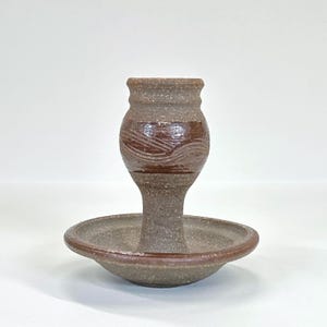 Vintage Studio Pottery Candle Holder, Ceramic Stoneware Taper Candle Holder