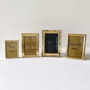 Vintage brass picture frames: set of 4 classic rectangular frames