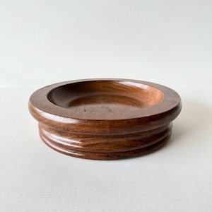 Vintage shallow wooden bowl, ring dish, candle holder by Cornwall Wood Products