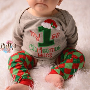 Boys My 1st Christmas shirt or bodysuit and legwarmers  - First Christmas bodysuit/ shirt babies, toddler, and children.