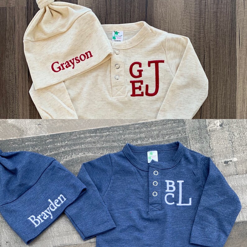 Monogrammed Embroidered Romper Newborn Boy Coming Home Etsy