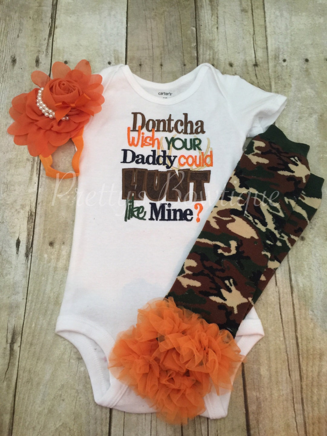 Baby Girl Hunting Outfit With Bodysuit Flower Headband and Etsy