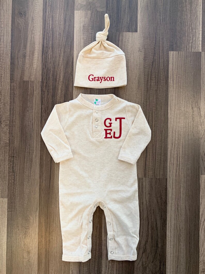 Monogrammed Embroidered Romper Newborn Boy Coming Home Etsy