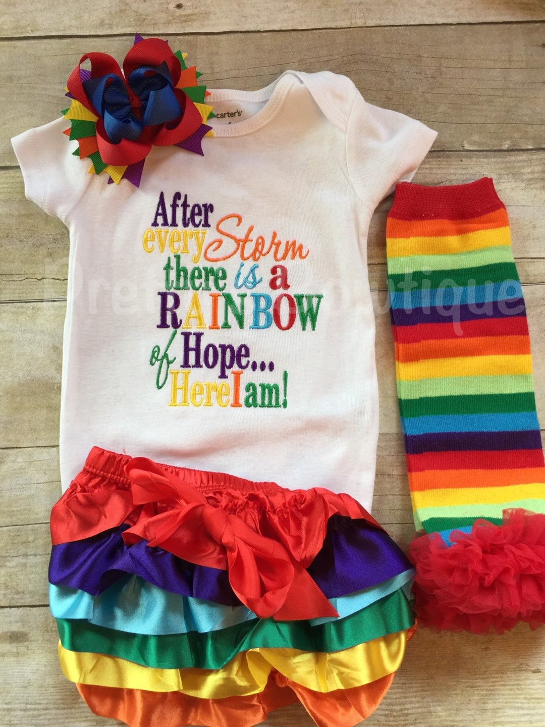 Rainbow Baby Outfit for Girl, Rainbow Baby Girl Outfit With Bow, Baby