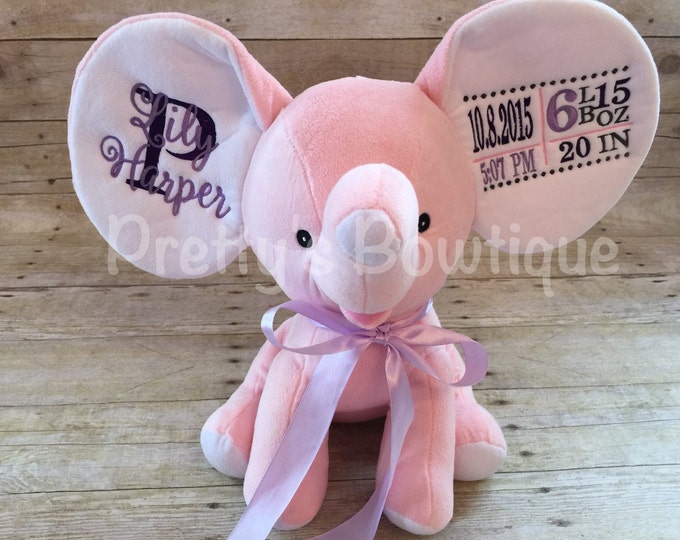 Personalized Elephant Birth Announcement Elephant Dumble Etsy