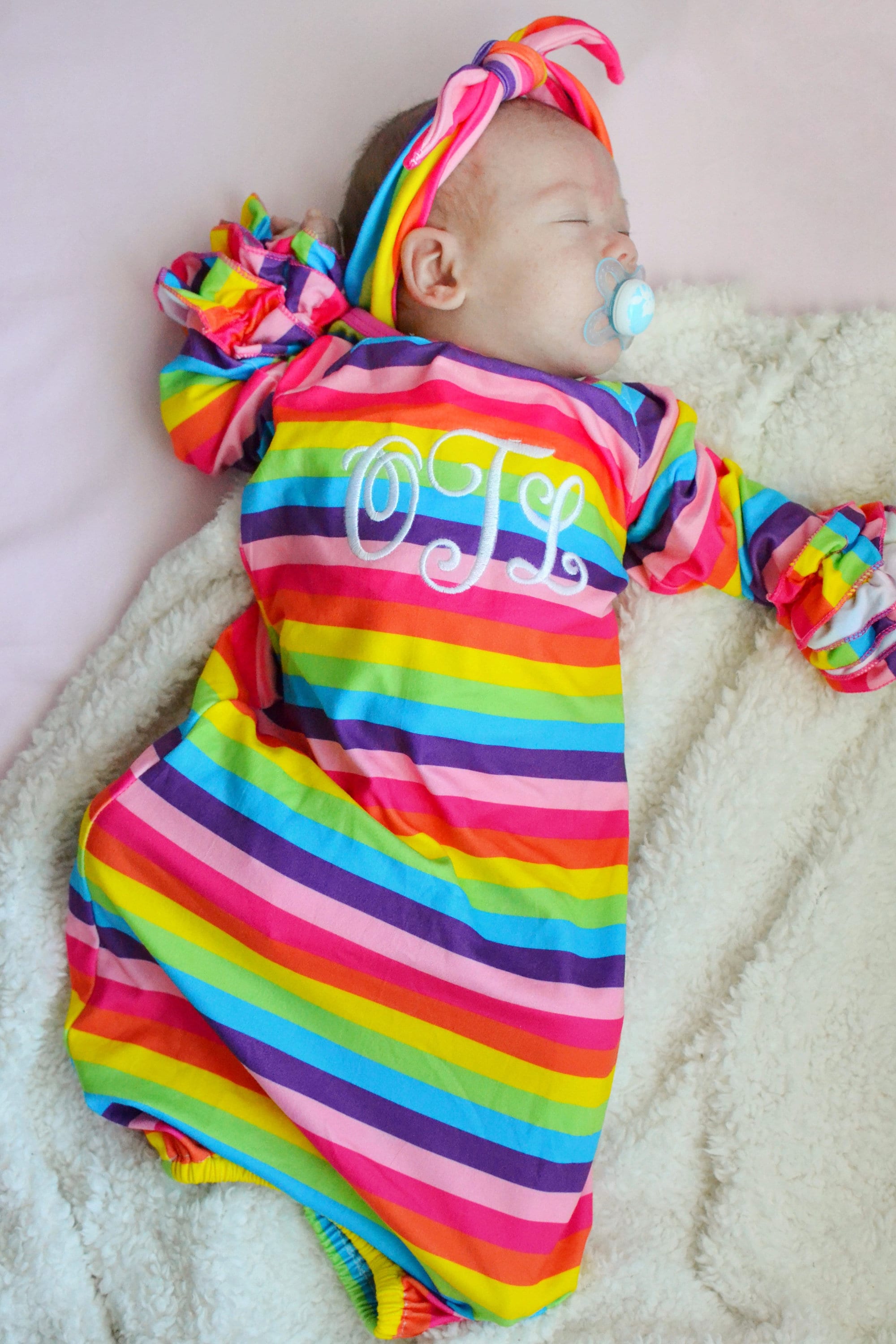 monogram newborn gown