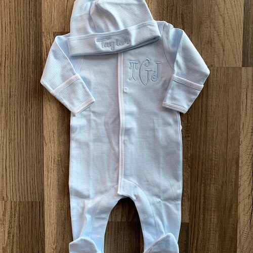 Baby Boy Coming Home Outfit Monogrammed Baby Boy Outfit Pima Etsy