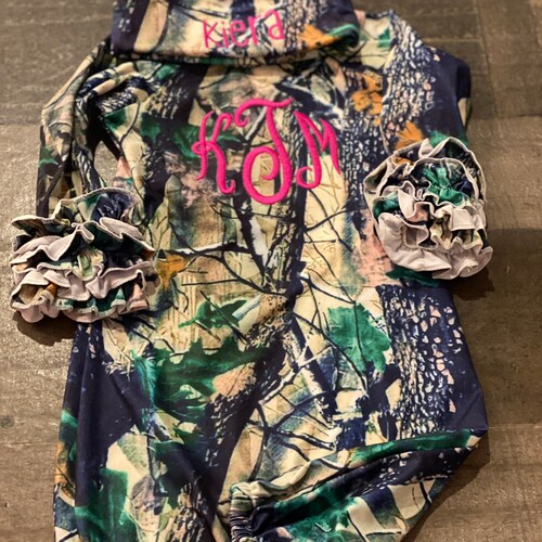 Camo Monogram Gown and Hat Boys Coming Home Outfit Monogram Etsy