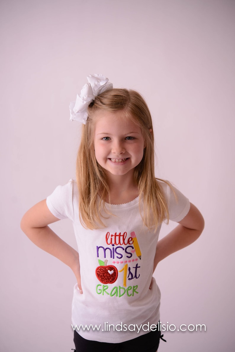 Girls Back to School Shirt Little Miss 1st Grade Matching Etsy