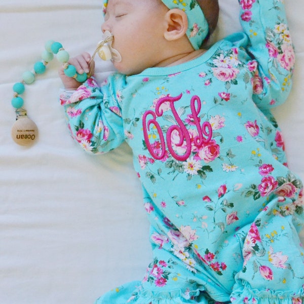 Baby Girl Coming Home Outfit, Newborn Girl Outfit, Newborn Girl Photo Outfit, Floral Romper