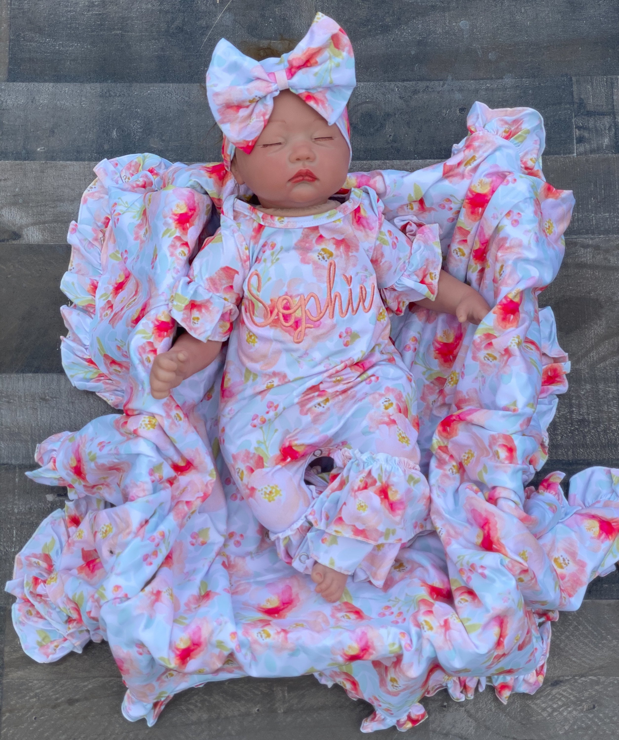 Floral newborn clearance gown