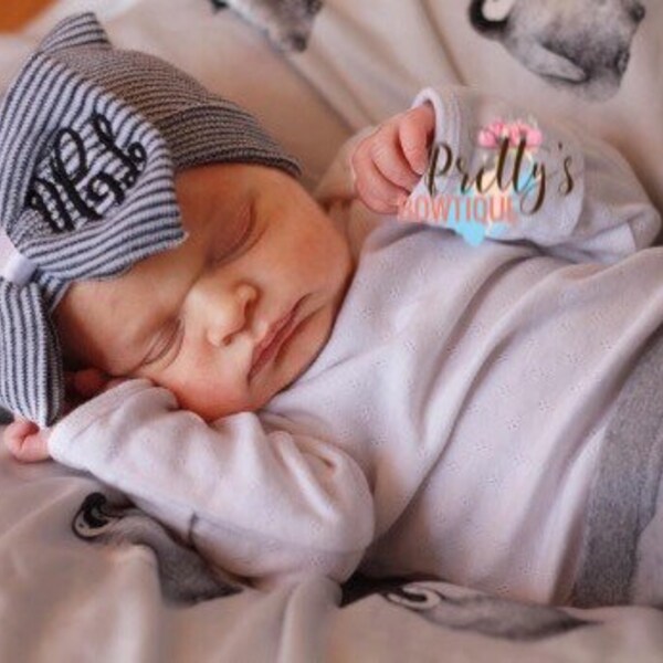 Sombrero de hospital para bebés - Sombrero de hospital para niñas recién nacidas con lazo - Sombrero para llevar a casa - Gorro de niña para bebés - Sombrero de hospital para niñas recién nacidas Arco