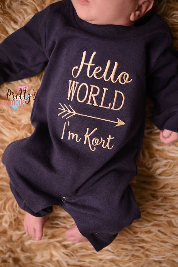 Personalised I/'m the Littlest Baby Romper and Hat Hospital Outfit New Baby Gifts