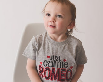 Boys Valentine's Shirt Just call me Romeo-- Boys Valentine shirt or bodysuit